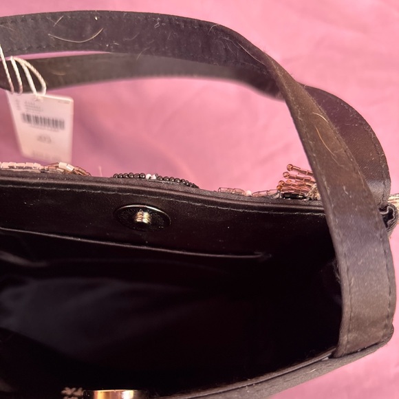 Anthropologie Susan Alexandra BARKIN Beaded Bag small NWT black satin lady bag - Picture 11 of 14